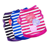 KUTKUT 3 Pieces Stripe Print Pet Vest Breathable Autumn,Spring & Summer Cotton Sleeveless Shirt for Small Dog and Cat (Size: L, Chest Girth 45cm, Neck Girth 32 cm, Back Length 35 cm) - kutkut